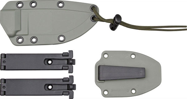 Esee Model 3 Standard Edge with sheath, green Micarta handles