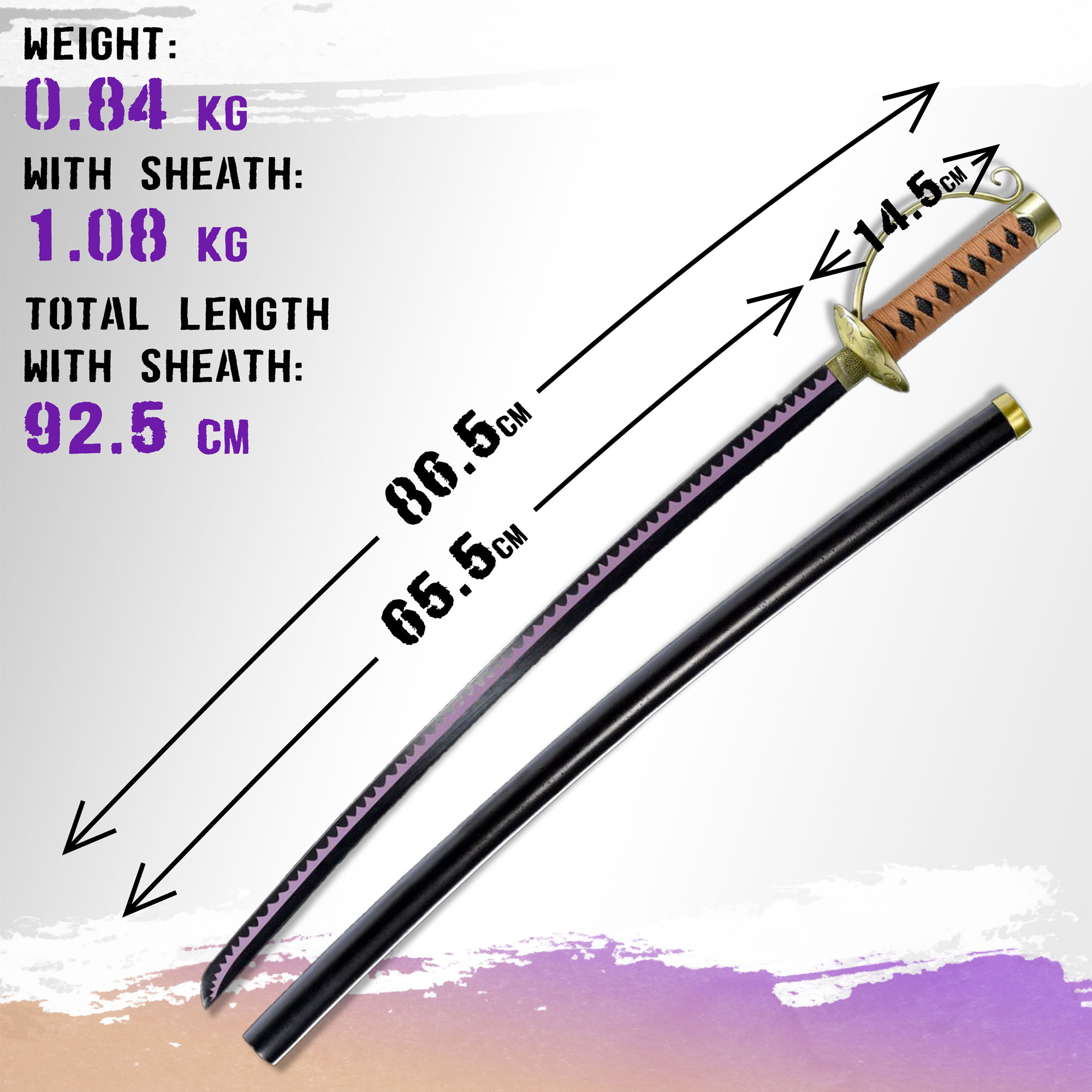 One Piece - Gol D Roger -  Ace Sword with Sheath (Brown Handle)