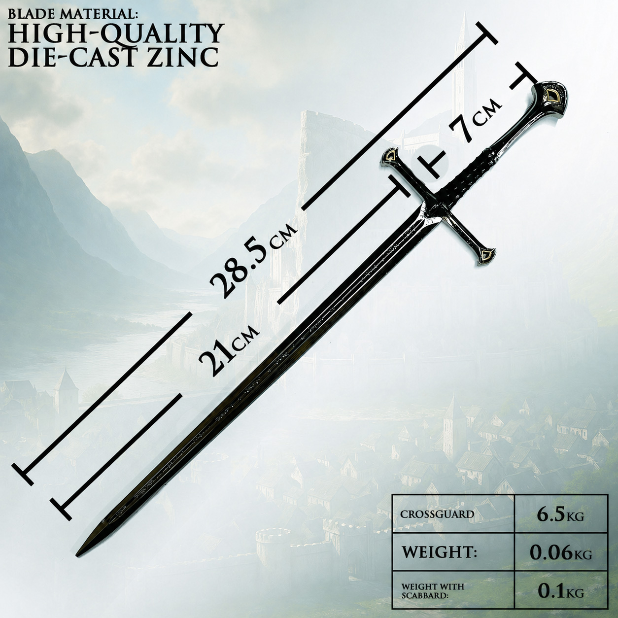 Anduril Sword with Sheath, XL Letter Opener Version
