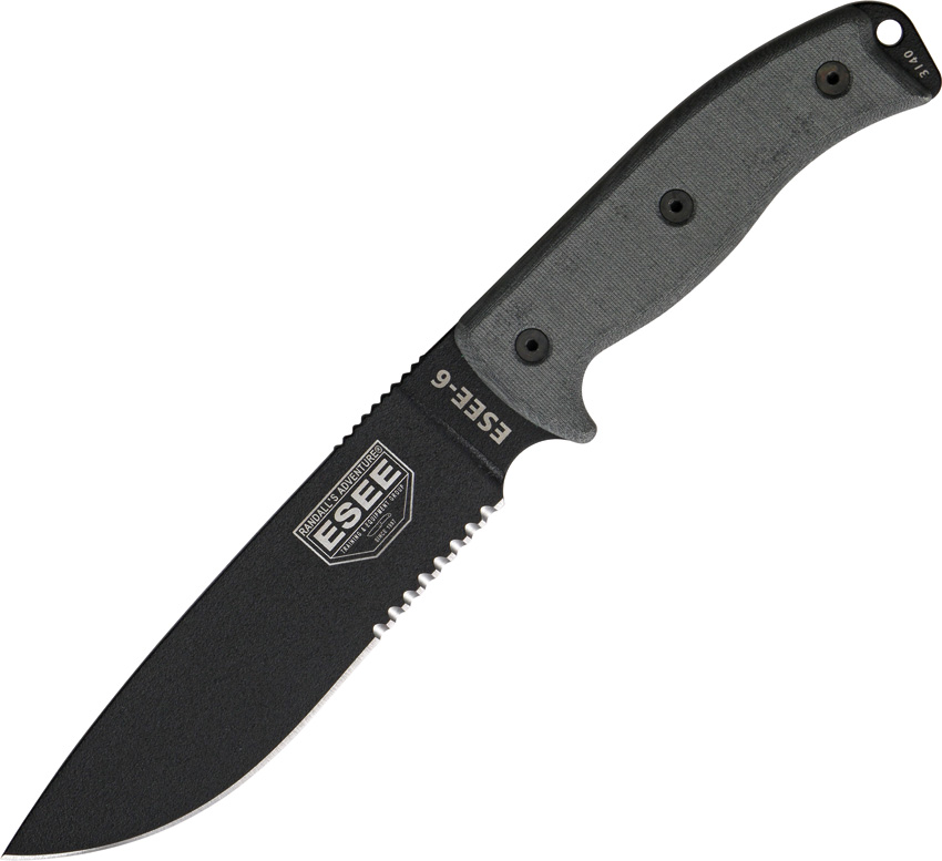 Esee Model 6 Part Serrated with sheath, black