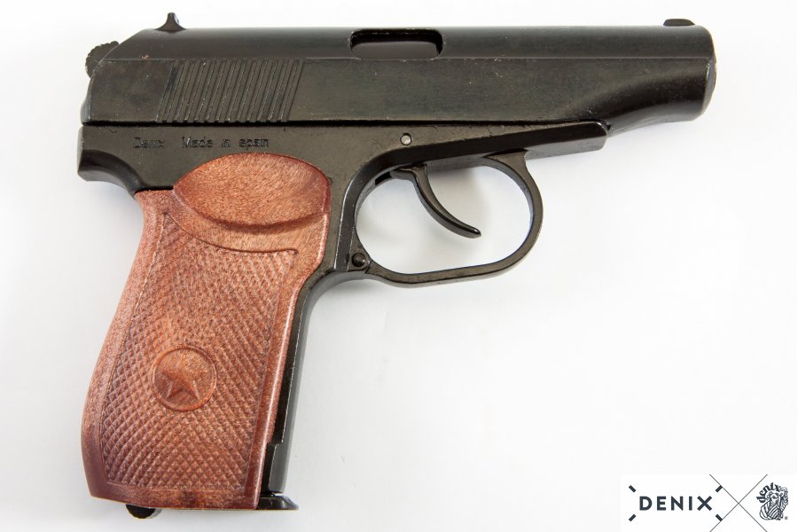 Russian Makarov pistol, red army weapon, made of metal