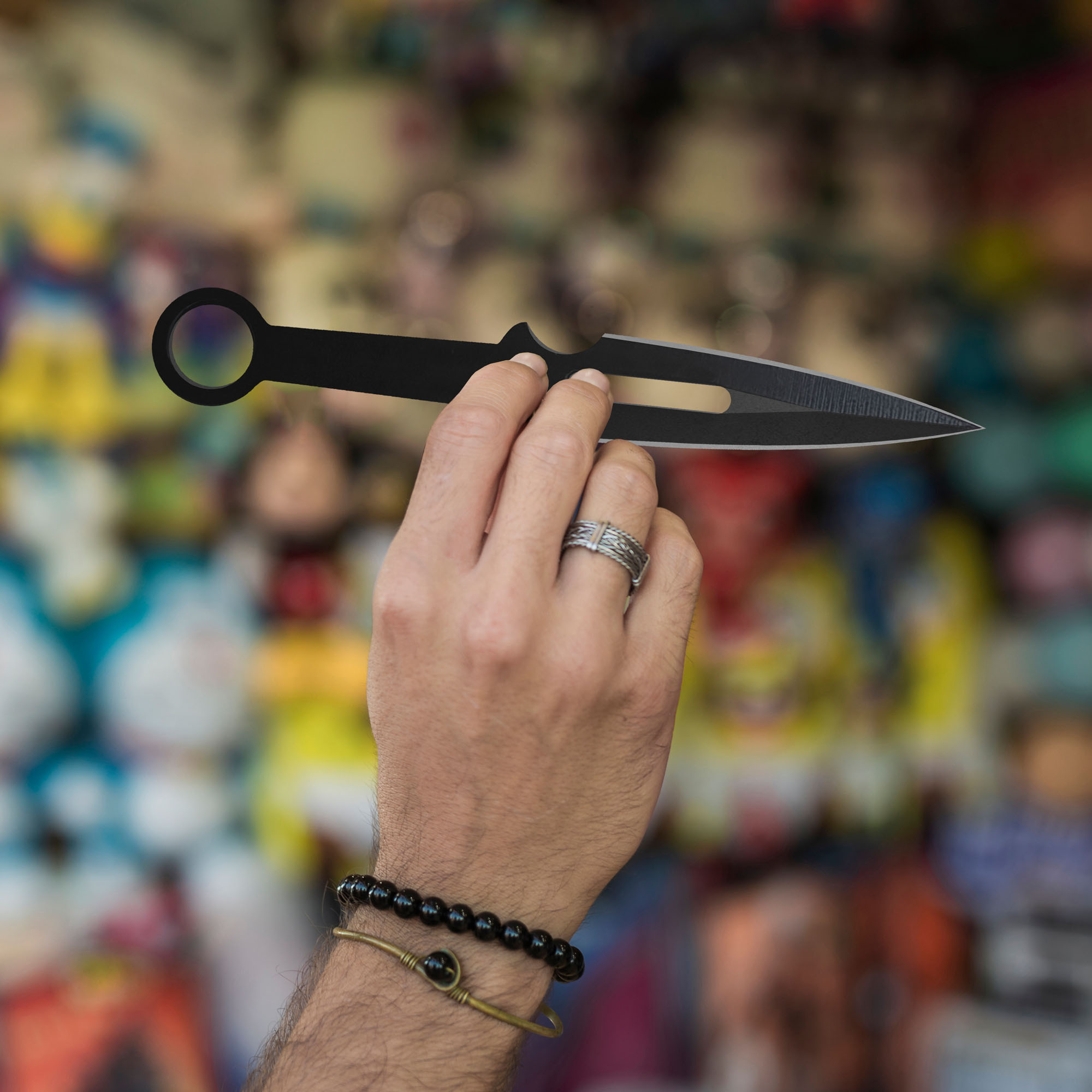 12 Black Throwing Knives with Sheath, Stainless Steel Kunai