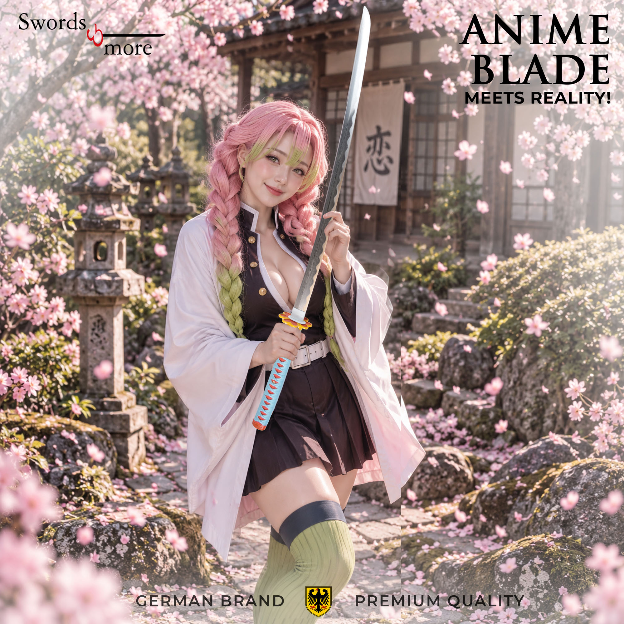 Demon Slayer: Kimetsu no Yaiba - Kanroji Mitsuri's Sword - handforged and folded, Set
