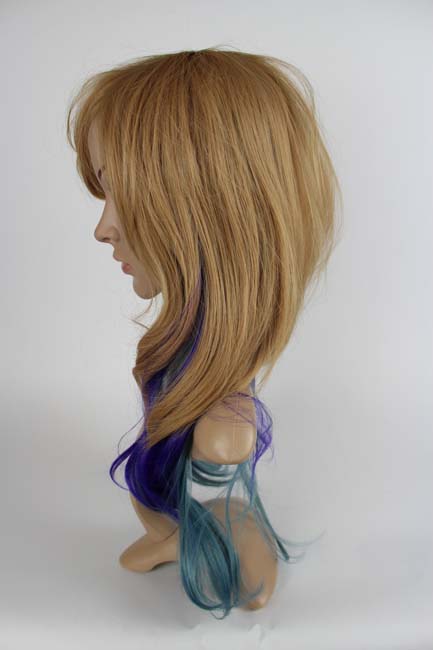 Standard Perücke - blau / hellbraun - lang