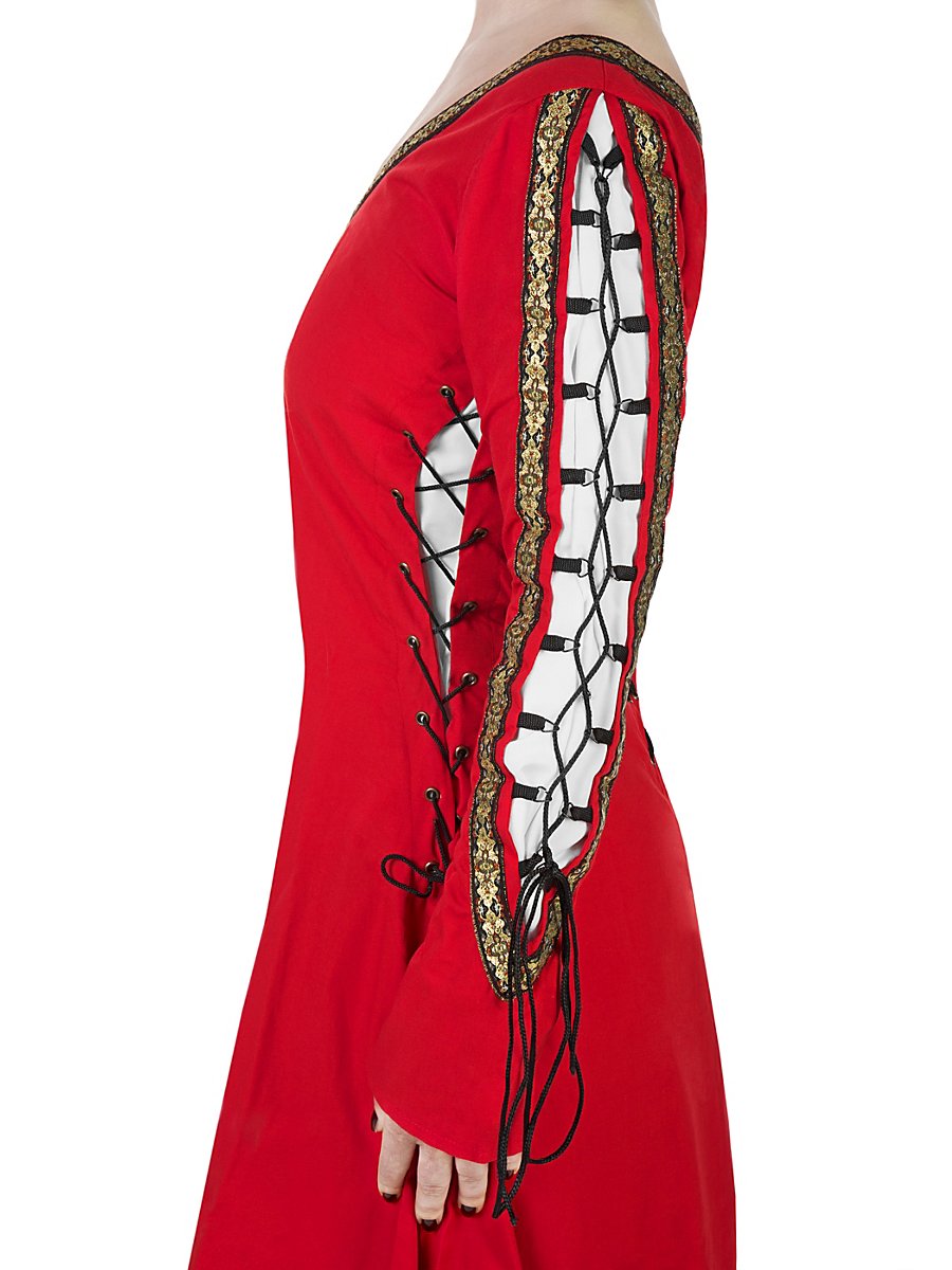 Mittelalterliches Schnürkleid rot, Größe XL