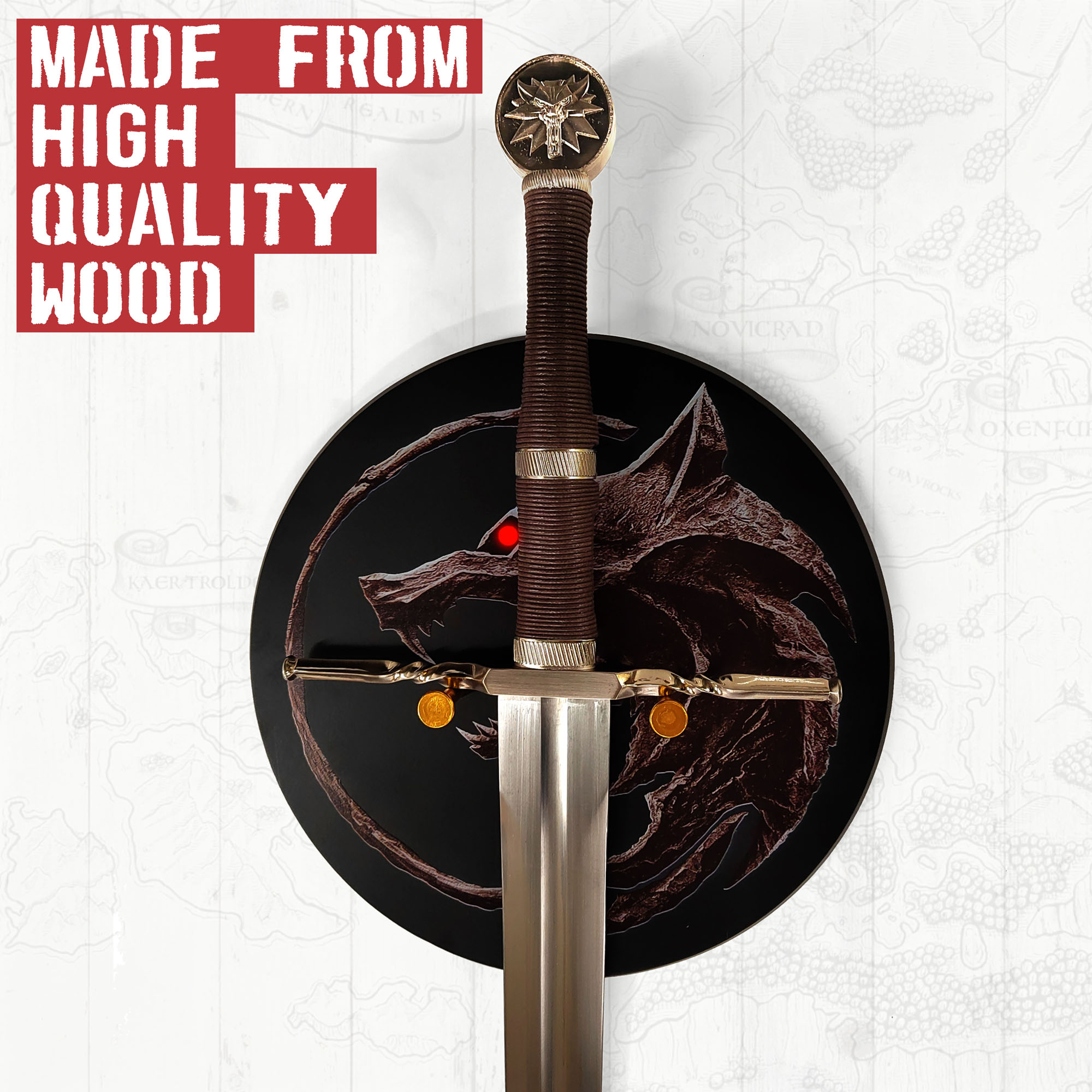 Witcher - Stahl Schwert mit Scheide + Wanddisplay