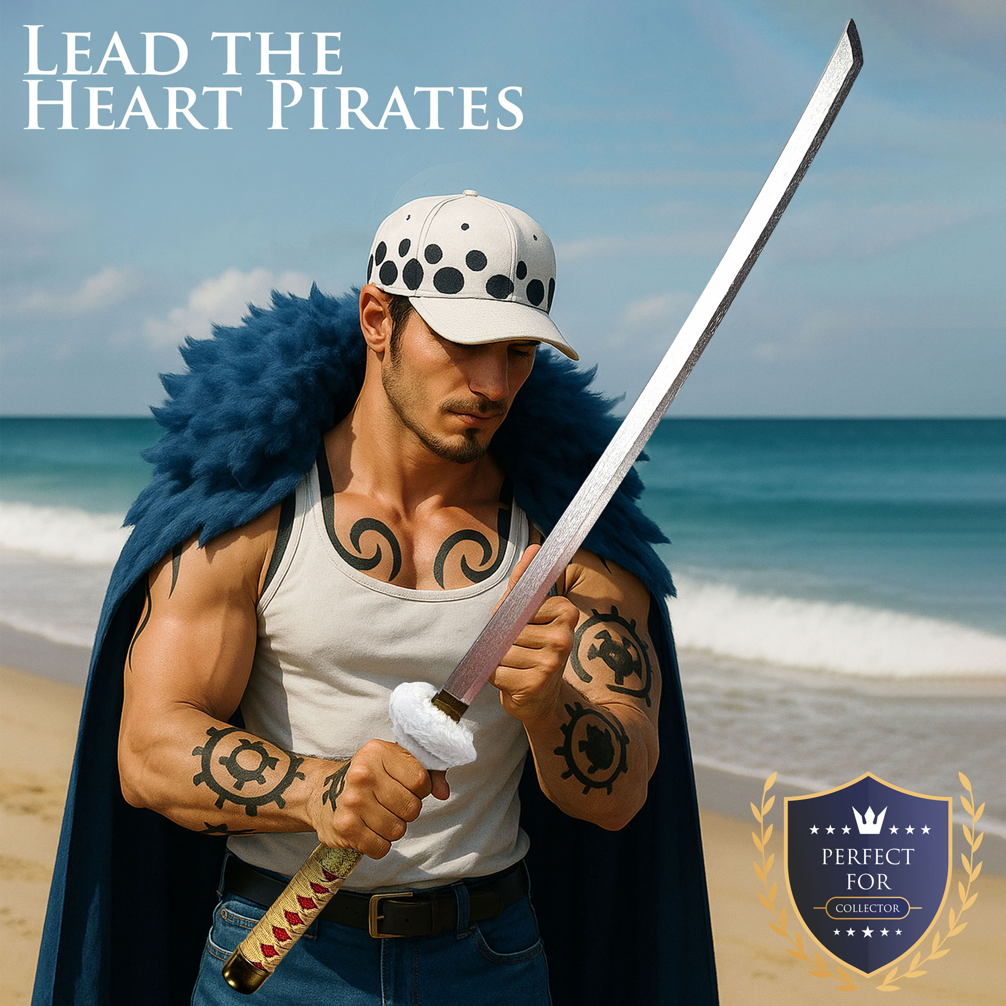 One Piece - Trafalgar Law Schwert brauner Griff, Holzversion