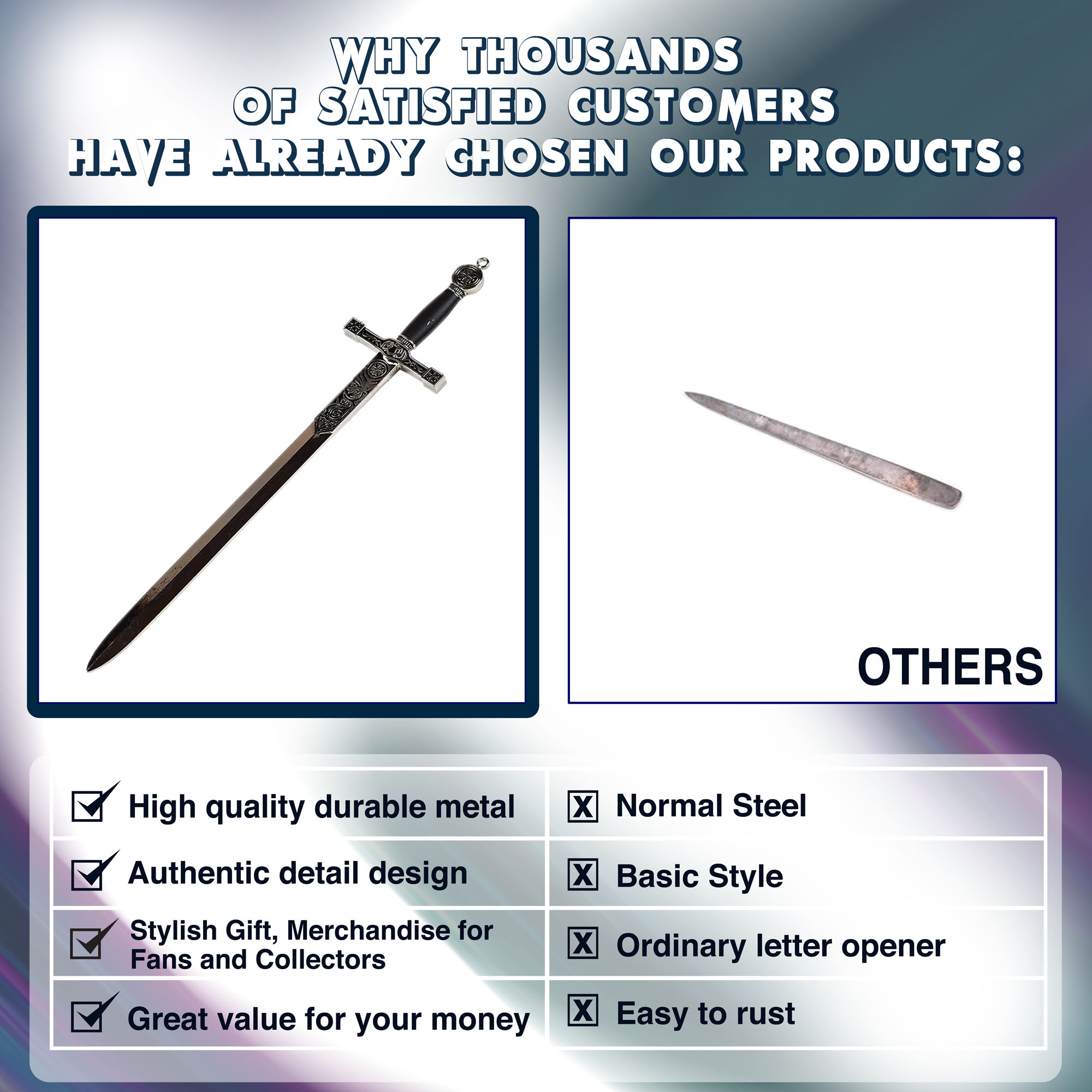 König Arthurs Excalibur Schwert als Brieföffner mit Ritterständer