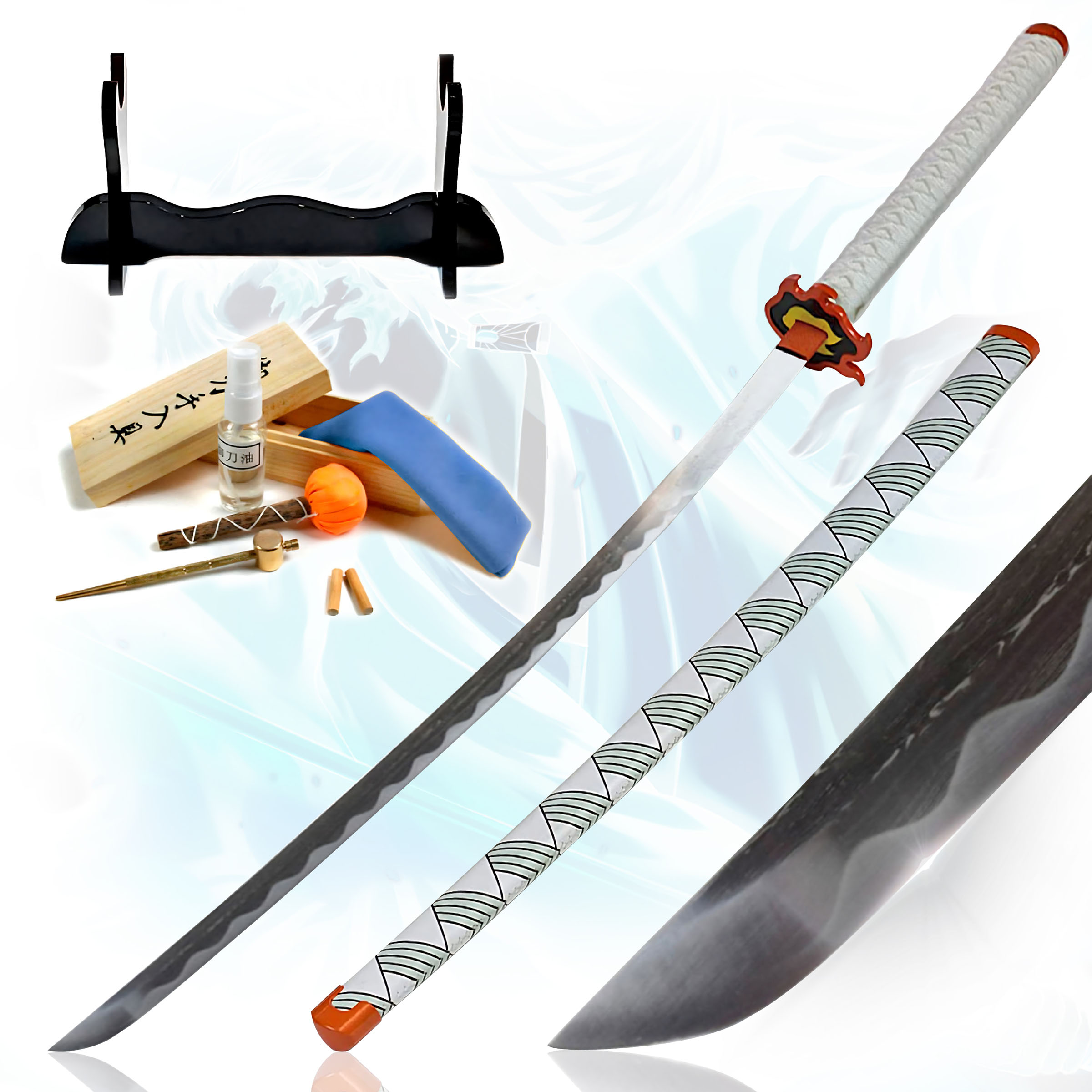 Demon Slayer: Kimetsu no Yaiba - Rengoku Kyoujurou sword - handforged and folded, Set