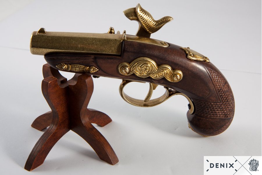 Deringer pistol, brass colored, plastic, Philadelphia, USA 1862