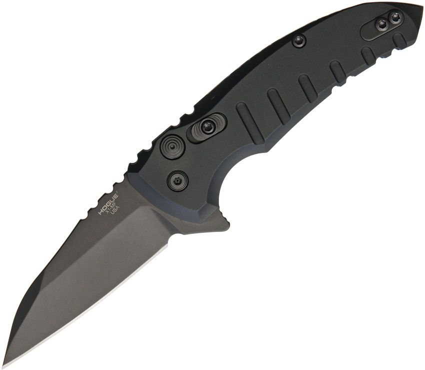 X1-Microflip, CPM-154 Black Wharncliffe Blade, Matte Black Aluminum Handle