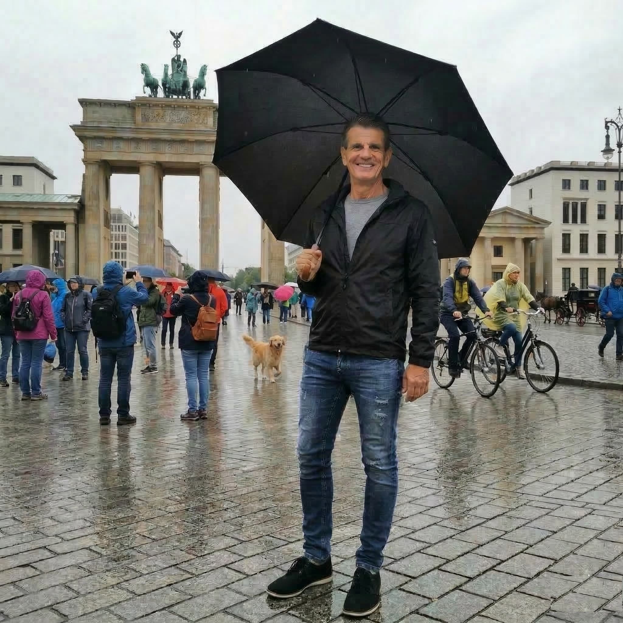 Sicherheitsschirm "XXL extra lang" Knaufgriff, Buche schwarz gebeizt