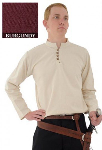 Handgewebtes Hemd – burgunderfarben, Größe XL