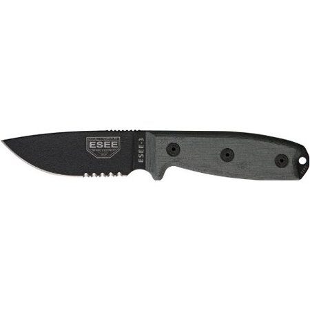 Esee Model 3 Part Serrated with sheath, black