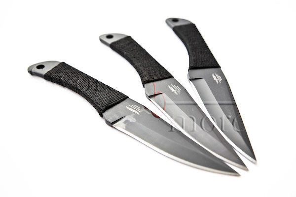 Hibben Wurfmesser Set schwarz mit Nylon Scheide