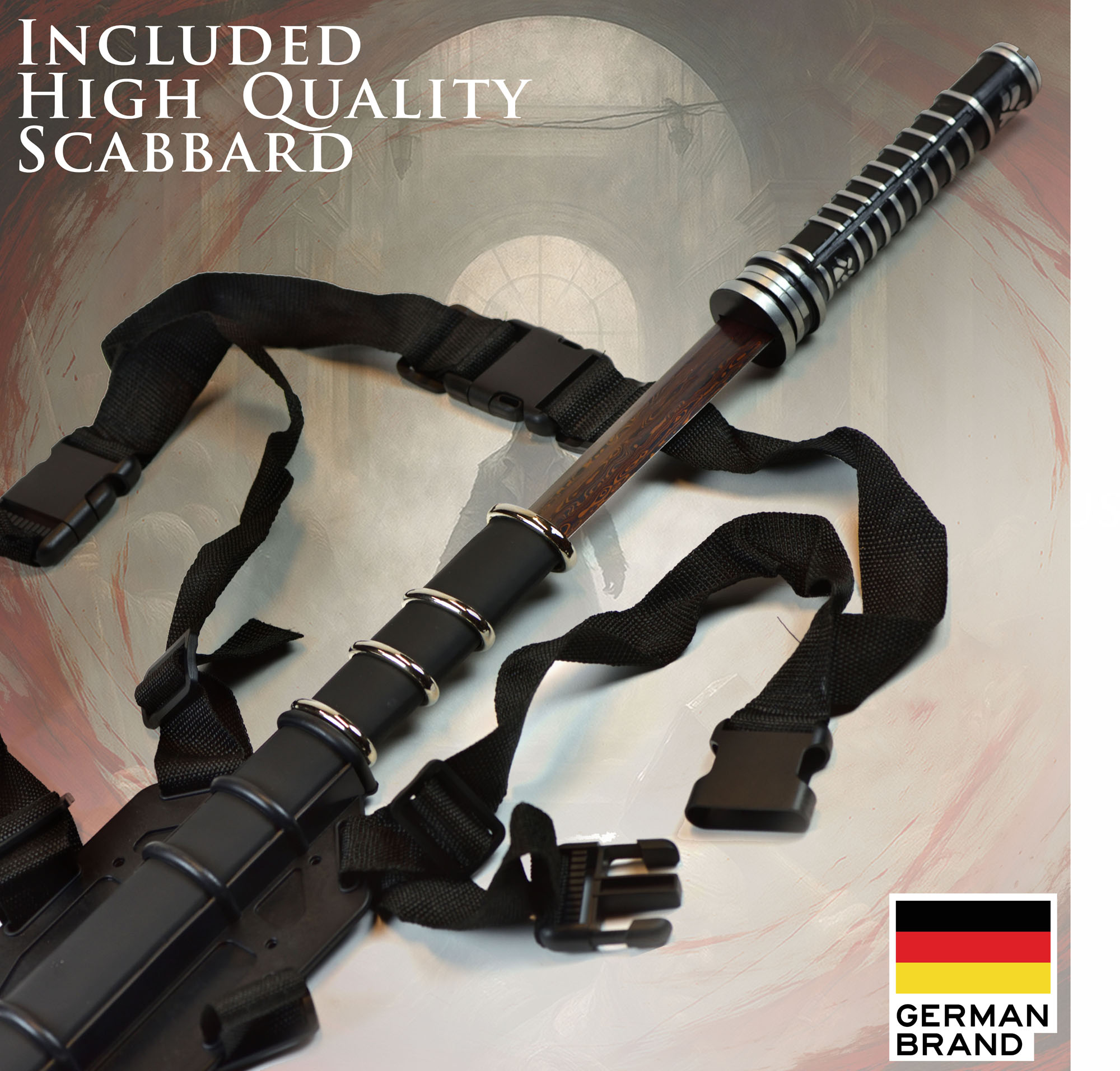 Gefaltetes Blade Schwert mit Scheide - handgeschmiedet Blutdamast Edition