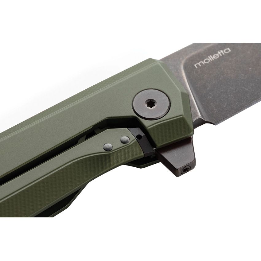Myto, M390 Black PVD Stonewashed Blade, Brown Aluminum Handle