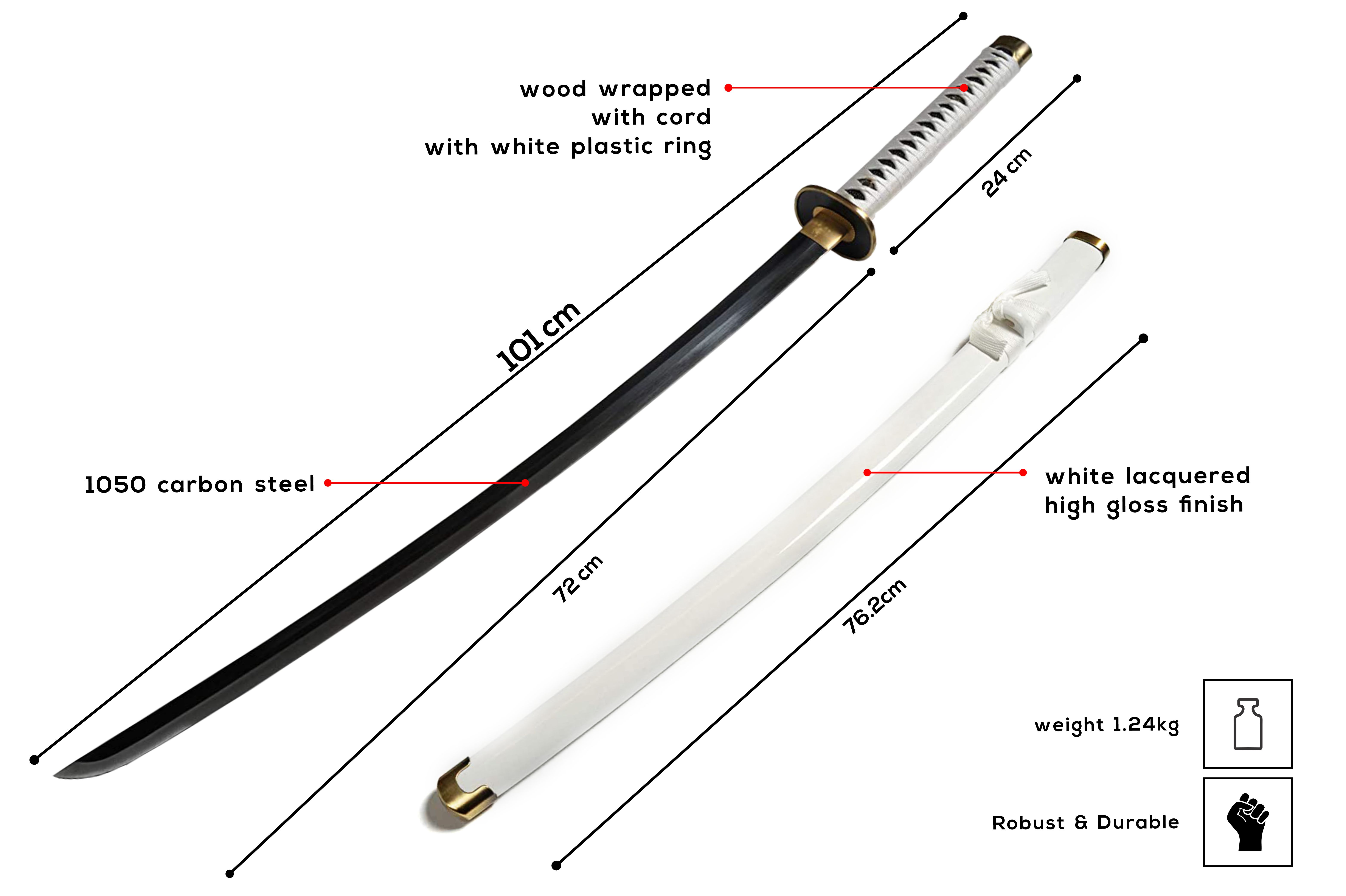 Wado-Ichi-Monji von Roronoa Zoro Katana - Handgeschmiedet