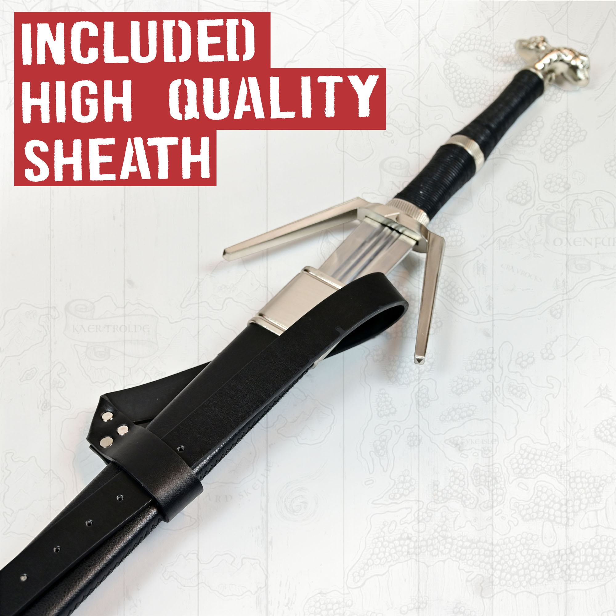 Witcher - Silber Schwert mit Scheide + Wanddisplay