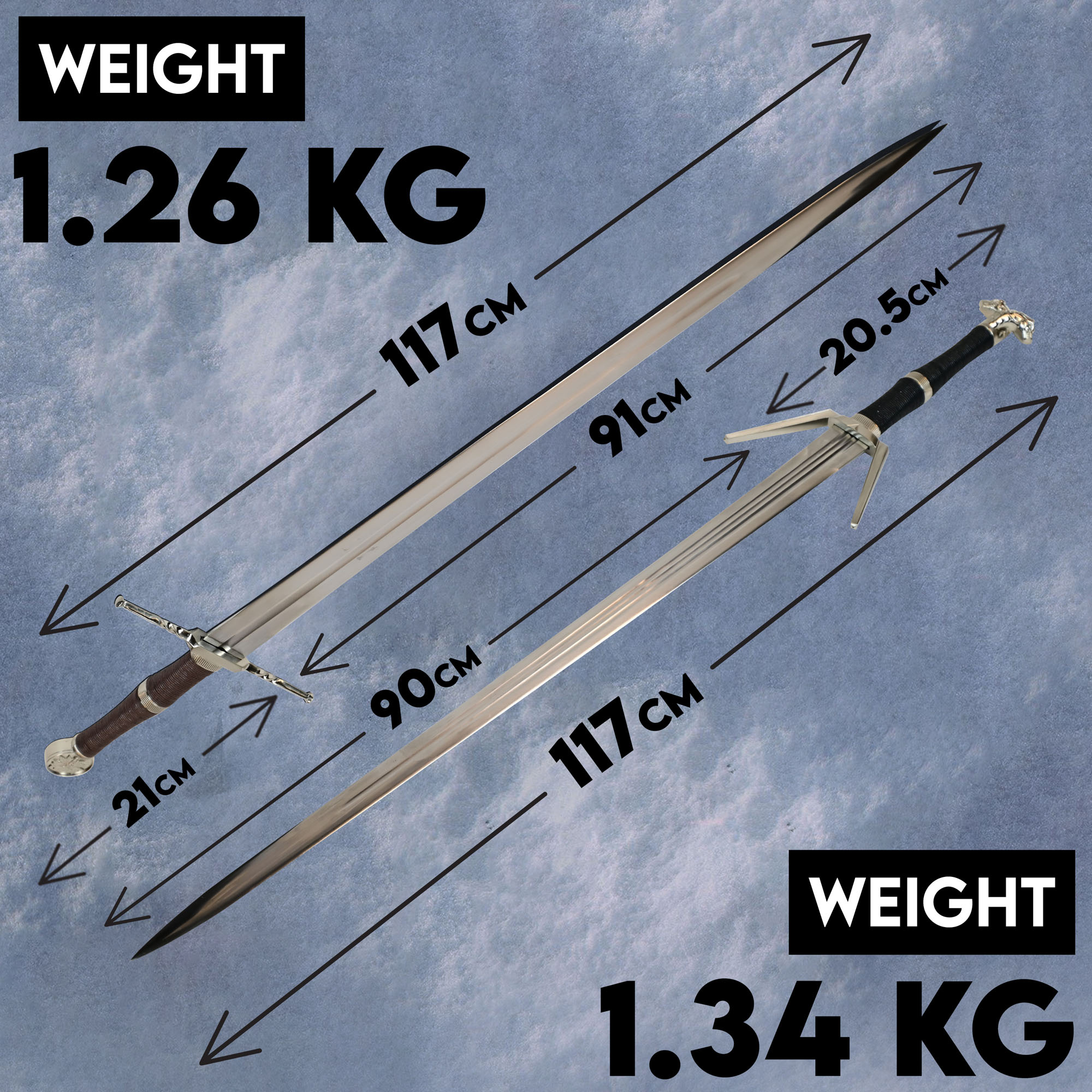The Witcher Schwert Set - Silber + Stahl Schwert (Bundle aus 40660 und 40659)