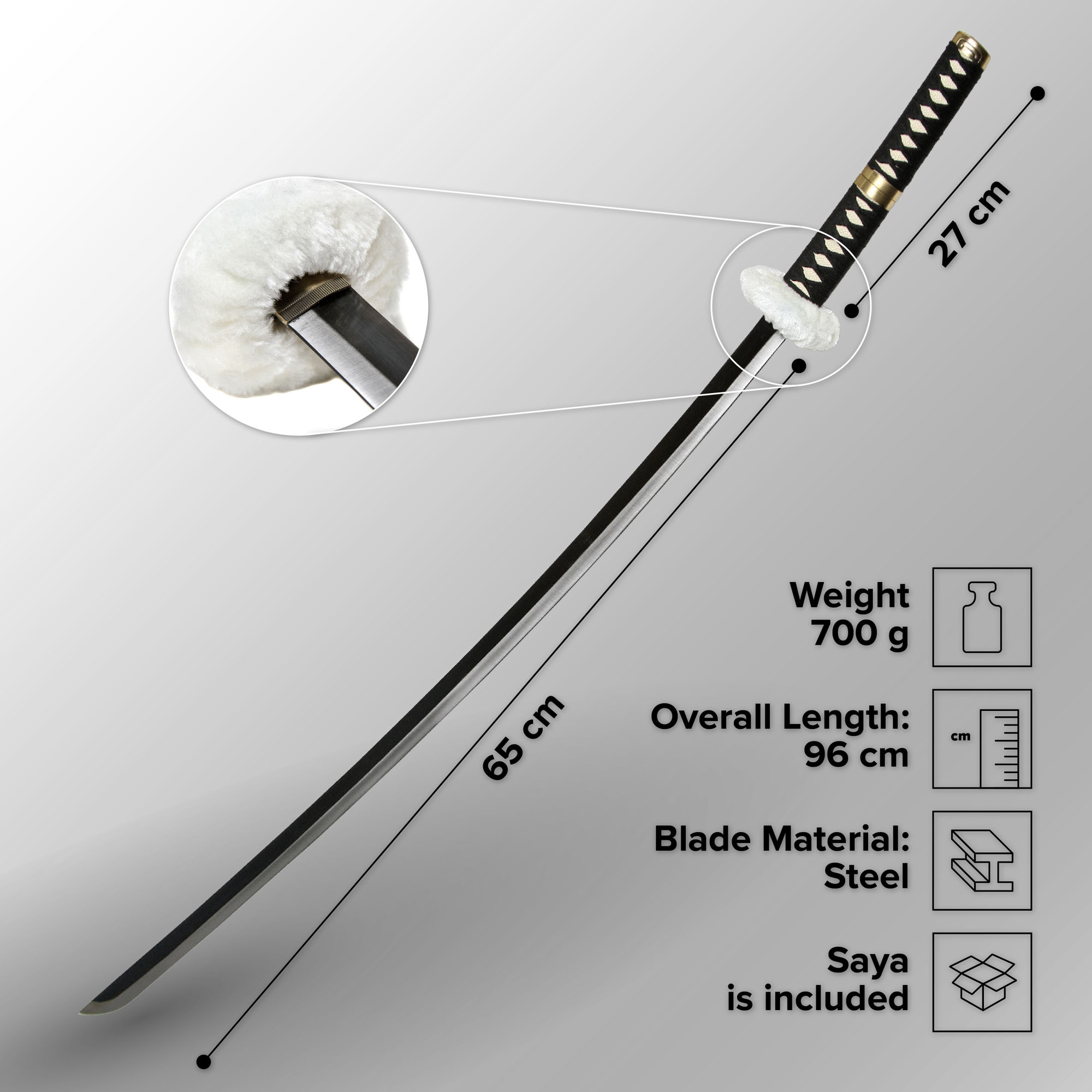 One Piece - Trafalgar Law Schwert schwarzer Griff 96 cm