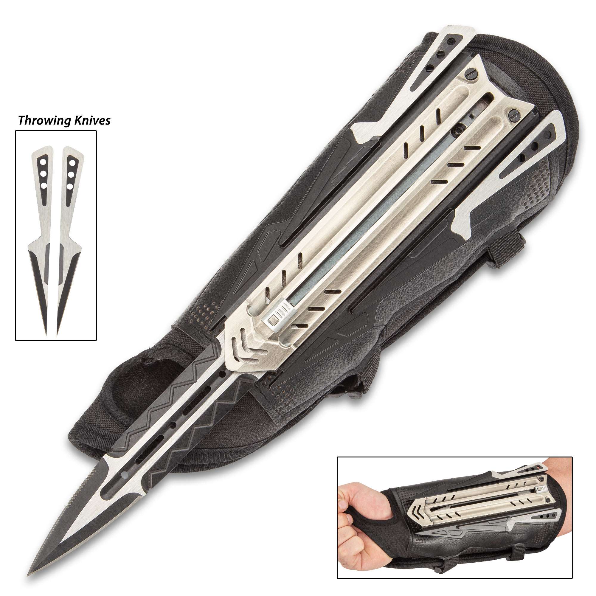 The Enforcer - Taktischer Handschuh mit versteckter Klinge und Wurfmessern The Enforcer - Taktischer Handschuh mit versteckter Klinge und Wurfmessern