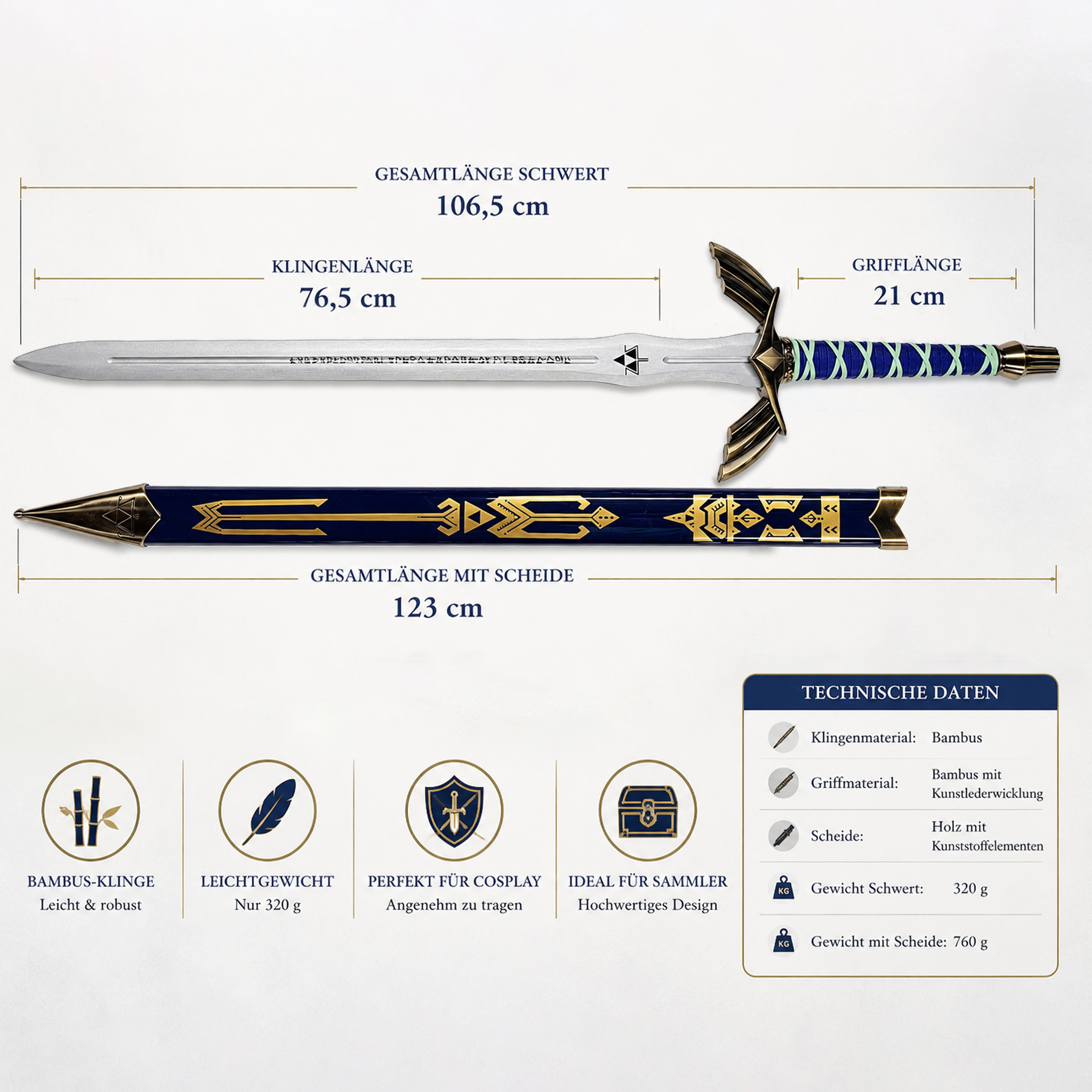 Zelda - Link's Master Sword (Blue Wooden Version)