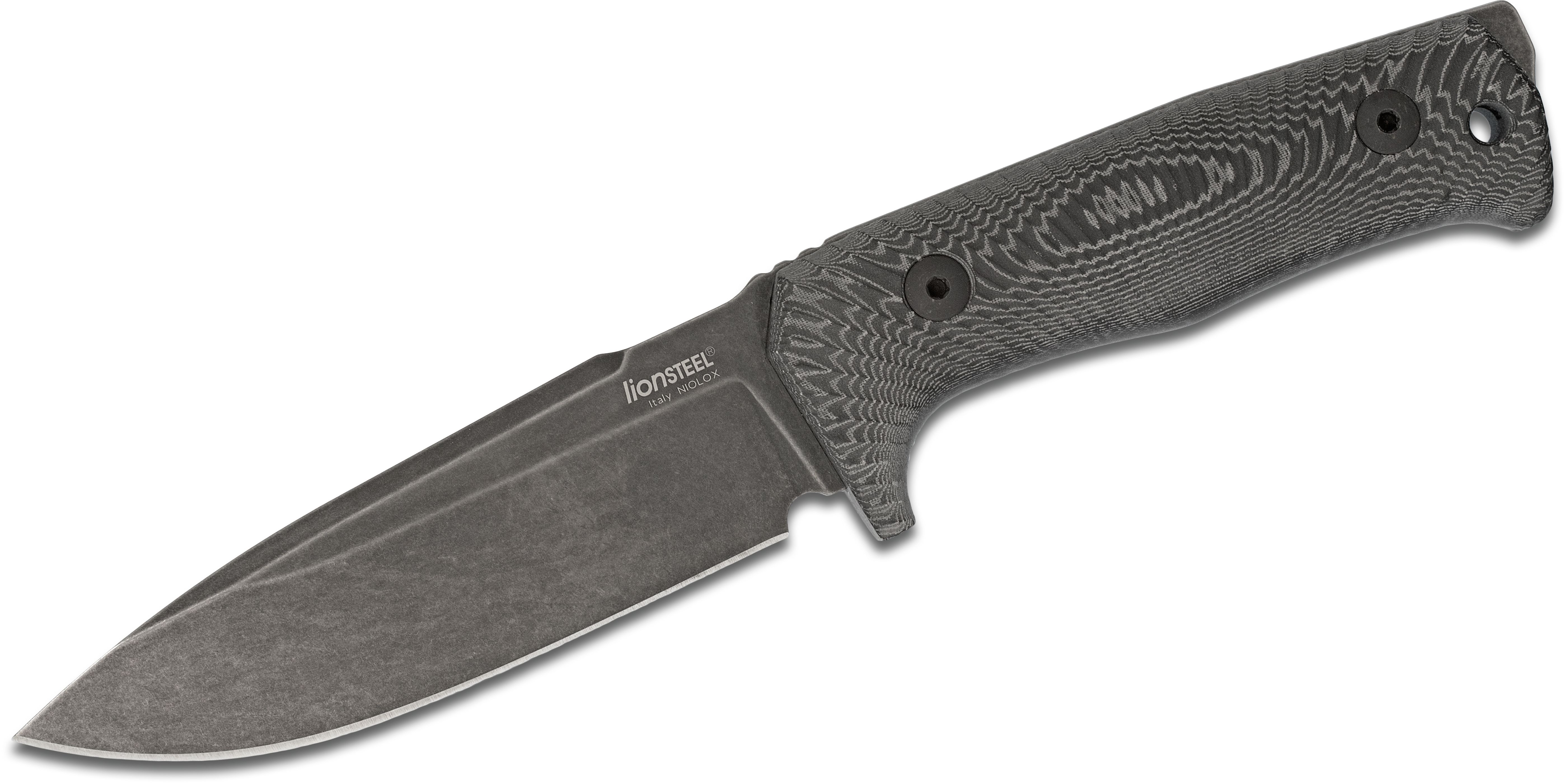 T5B MI Solid, Black Niolox Blade, Single Piece Black Micarta Handle, Leather Sheath