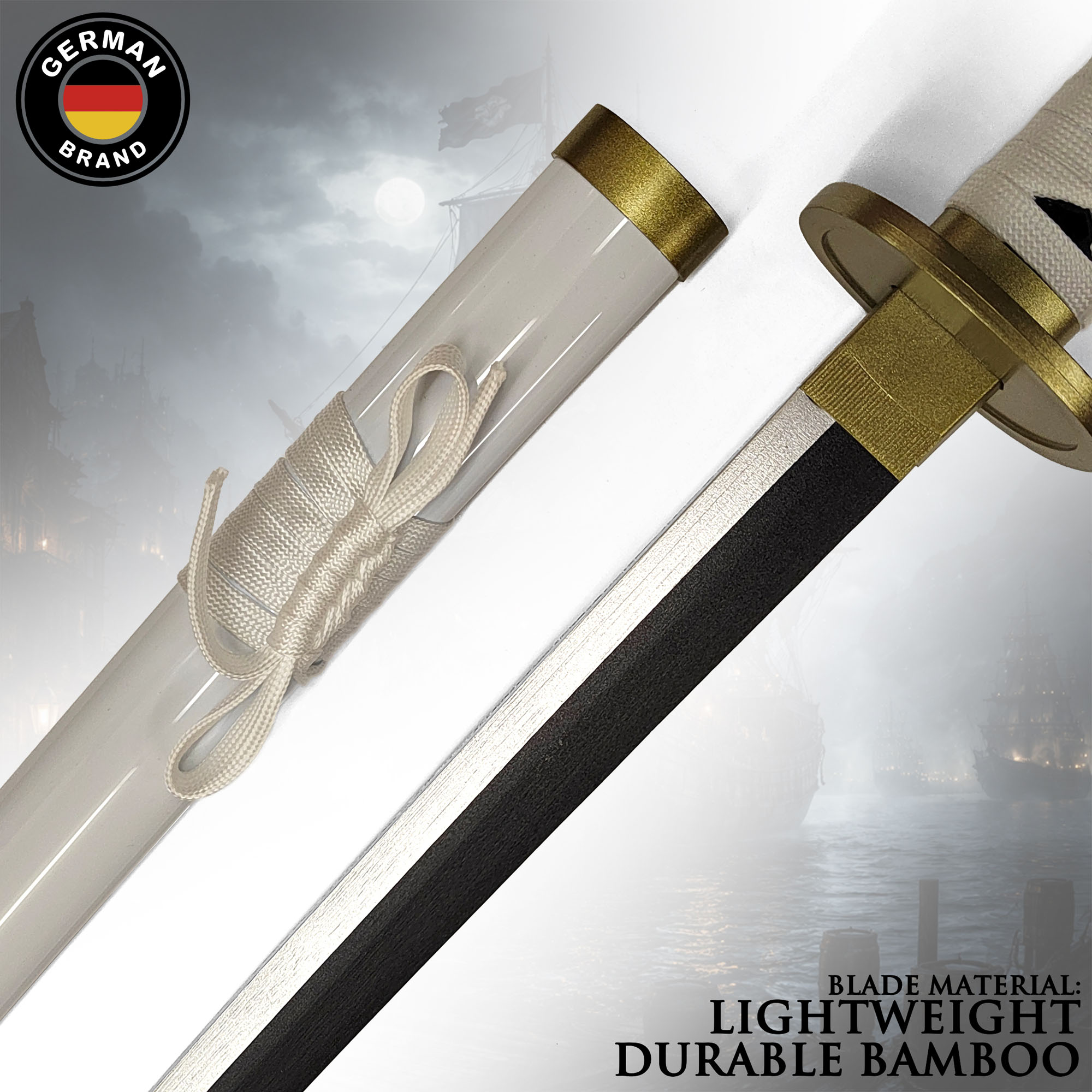 One Piece - Wado-Ichi-Monji Wooden Katana with Sheath and Stand