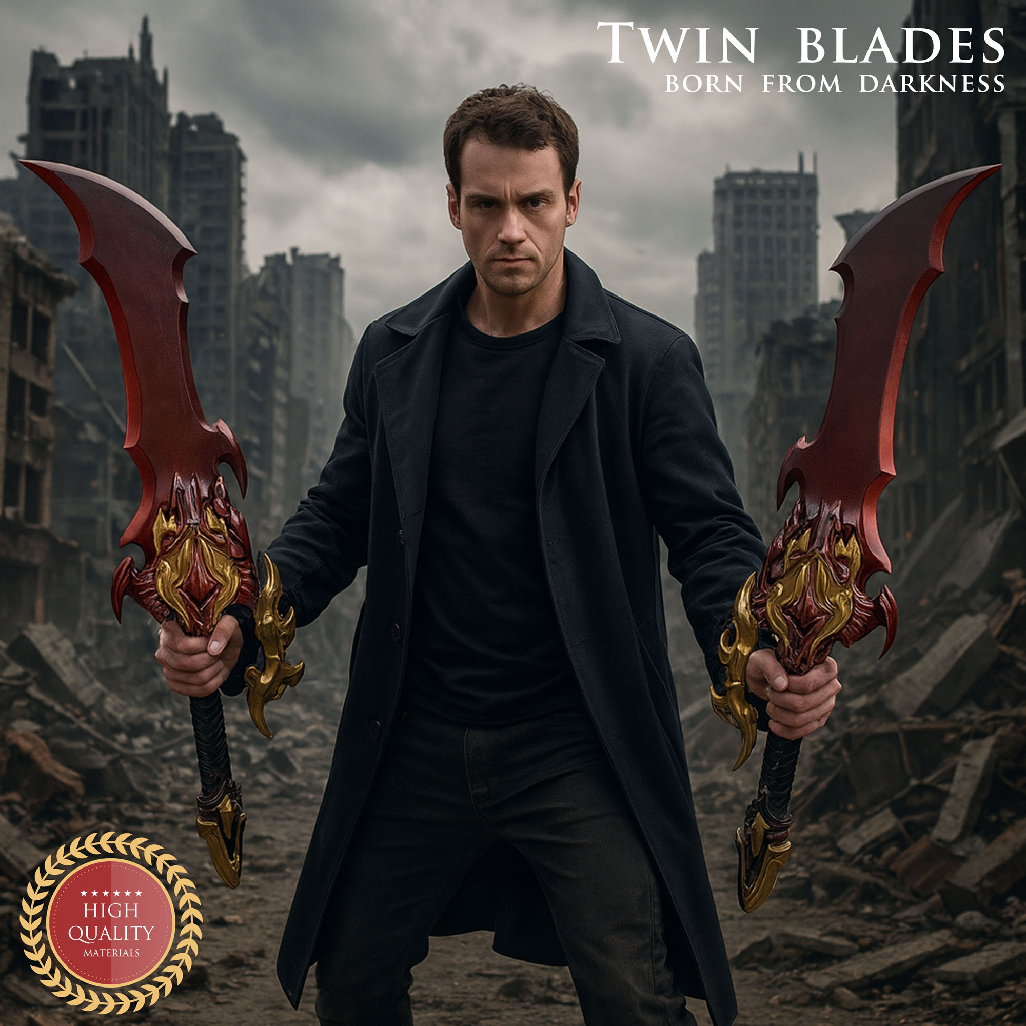 Solo Leveling: Sung Jinwoo's Demon King's Daggers (Set of 2) with Wall Mount