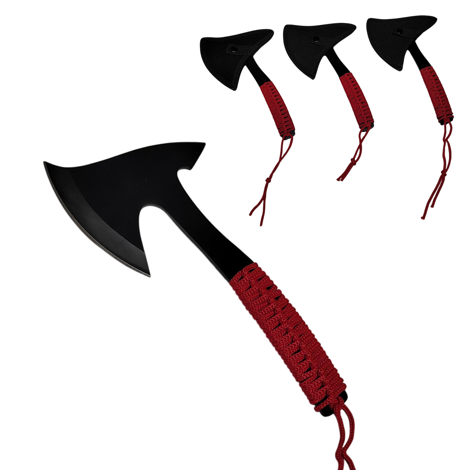 3er Wurfaxt Set mit Cordura-Scheiden
