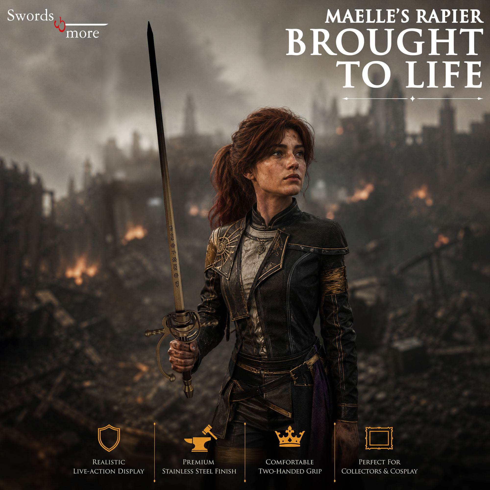 Clair Obscur: Expedition 33 – Maelle's Rapier Steel Replica with Scabbard