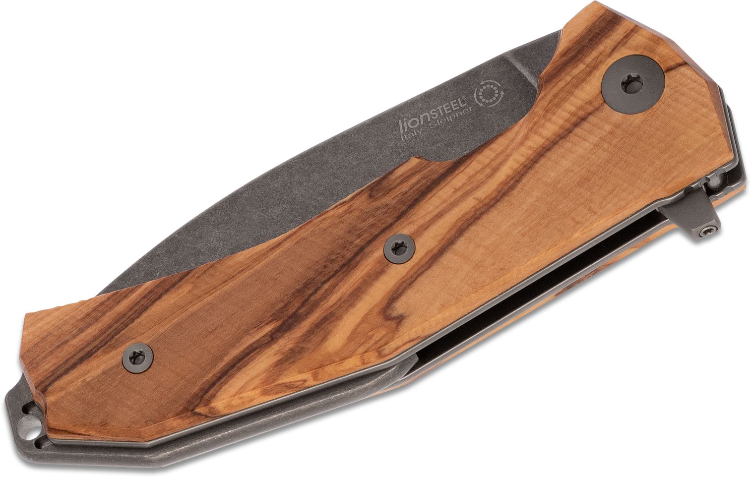 KUR, Sleipner, schwarze PVD-Stonewashed-Klinge, Griff aus Olivenholz