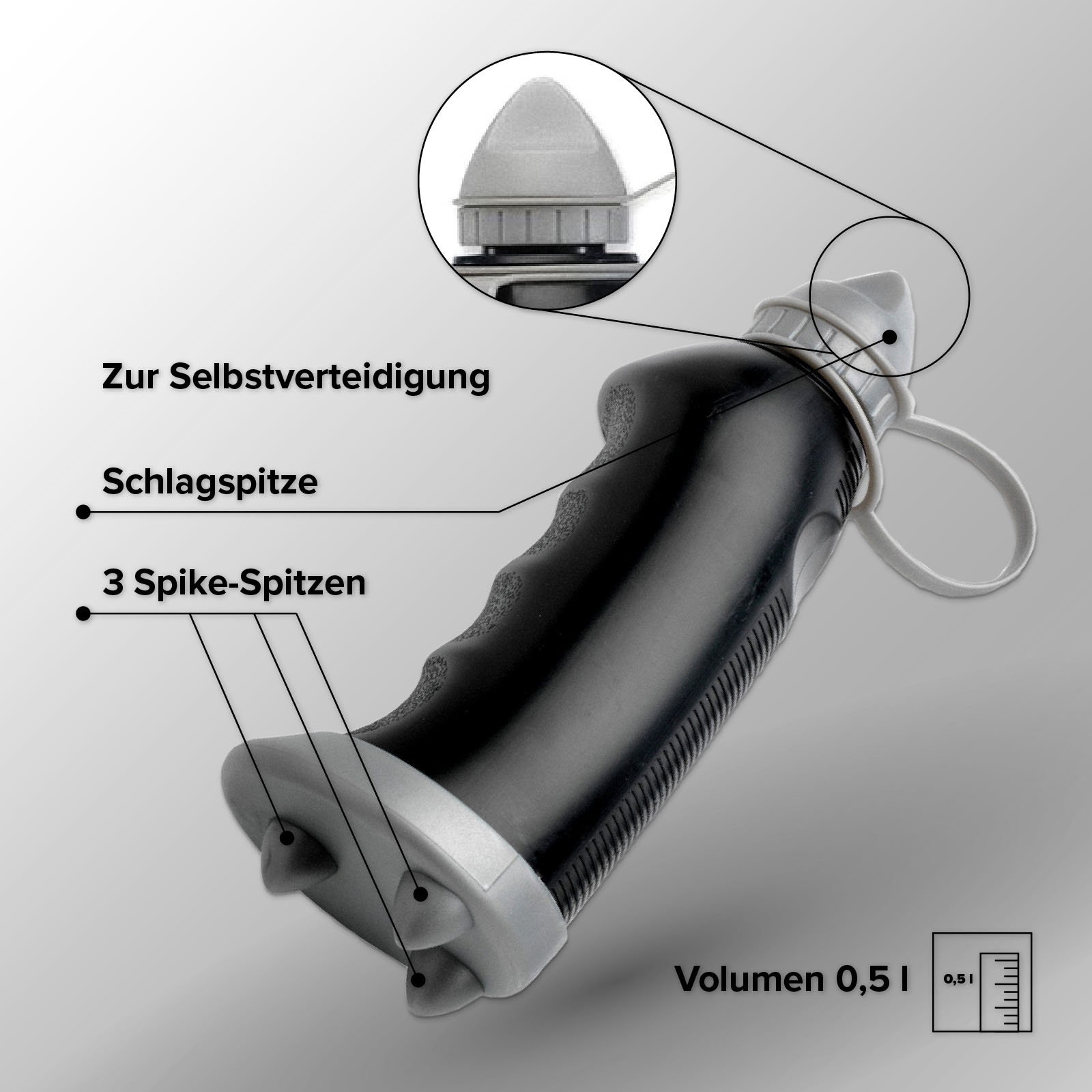 Aquaforce Tactical Set, Einhandmesser und Wasserflasche, perfekt für Survival und alle Outdooraktivitäten