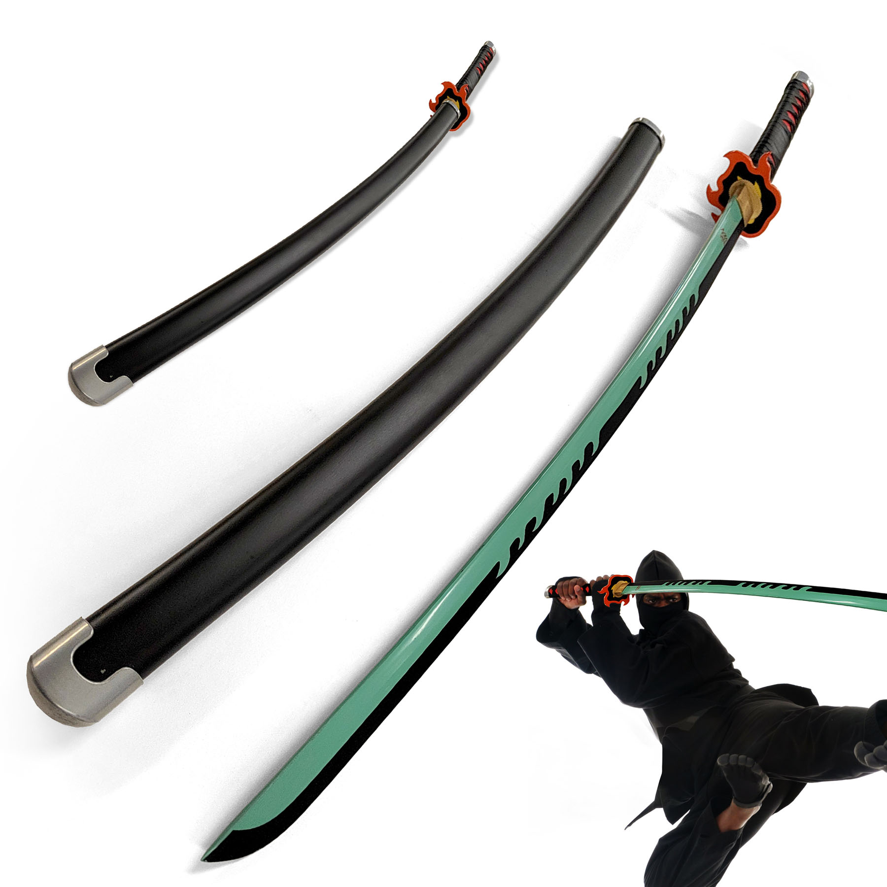 Demon Slayer: Kimetsu no Yaiba - Tanjiro Kamado Sword v2 - Fire Breath, Handforged