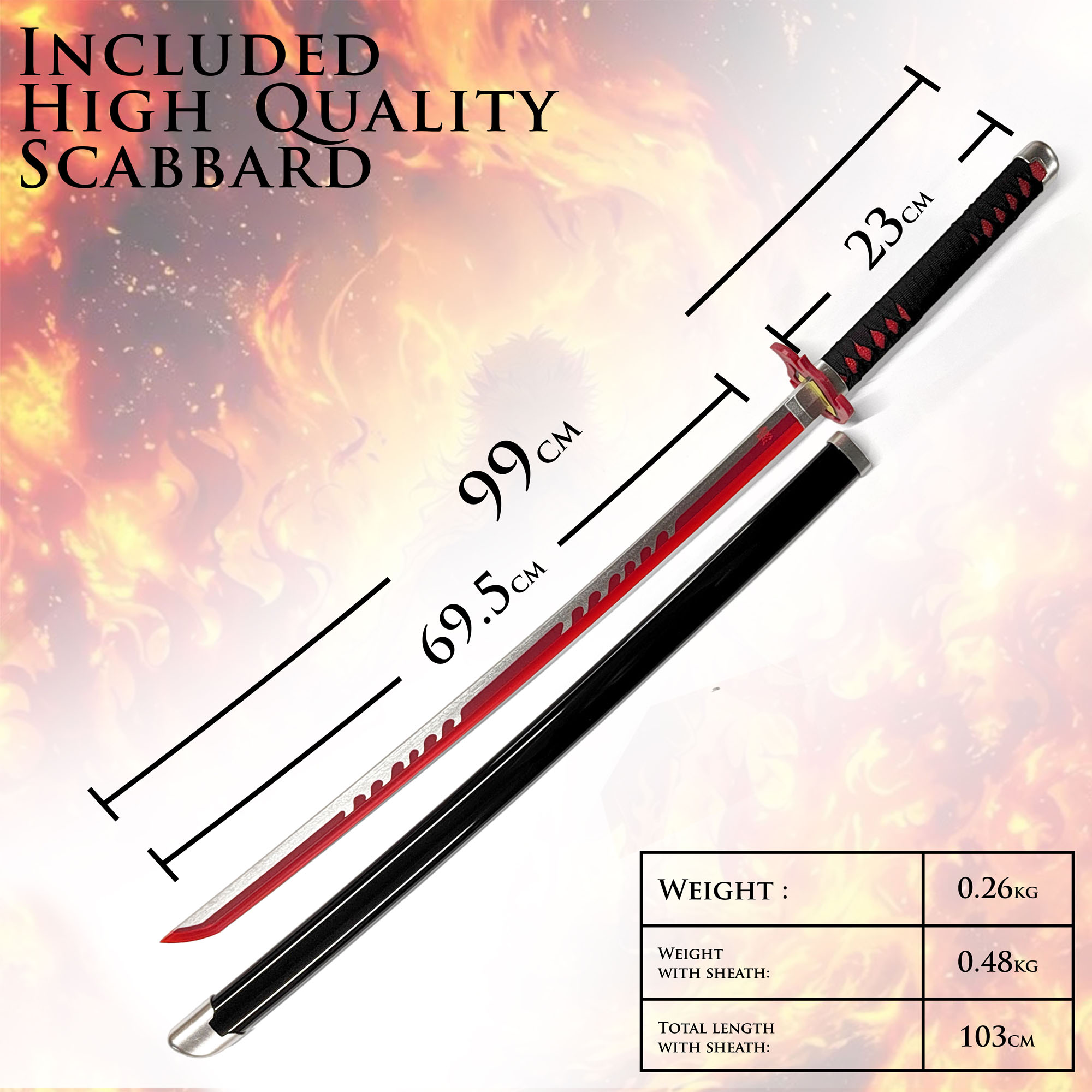 Demon Slayer: Kimetsu no Yaiba - Tanjiro Kamado Sword v2 - Fire Breath - LED Version